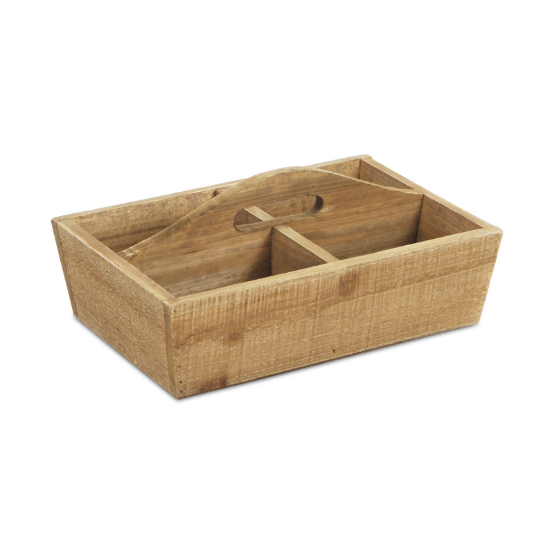 Plateau en bois à quatre compartiments, Brun