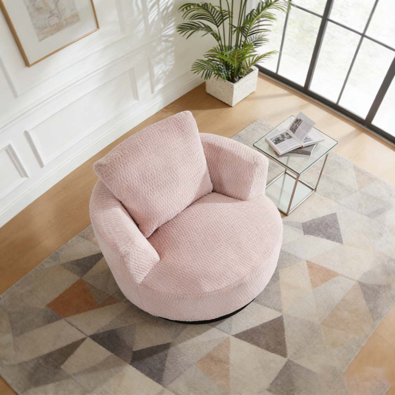 Fauteuil d'appoint pivotant à 360 ° compressible, Rose