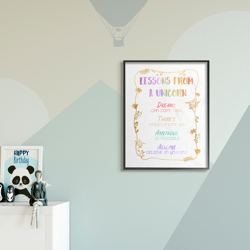 Art en arc de licorne Rincon, H 30 po x l 24 po x P 1,5 po, Giclée encadrée noir minuit