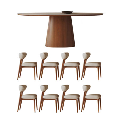 Household oval-shaped rock slab dining table set