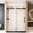 Single Sliding Shower Door, 1/4 "(6 Mm) Clear Tempered Glass 56 - 60 "W X 76" H, Stainless Steel Square Tube Track, Proof Film And Handle In Matte Black For Bathroom Door Handle, Film,