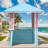 Hawaii 8'x8' Galvanized Steel Hardtop  Blue Pink Gazebo Pavilion with USB Charging Socket and BBQ Bar Table Shelf