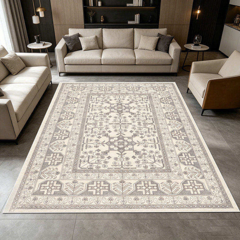 1PC Vintage Distressed Neutral Geometric area rugs for Living Room, Soft and Comfortable, Suitable for all seasons, easy-to-maintain, machine washable Indoor floor mat, Under Table Farmhouse suitable for dining table, coffee table, bedroom, entryway,