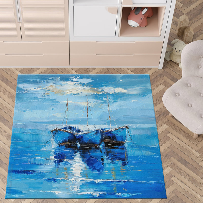 Chic Geometric Patterned Non-Woven Thin Type Printed Rug Enhances the Beauty of Your Living Room or Bedroom