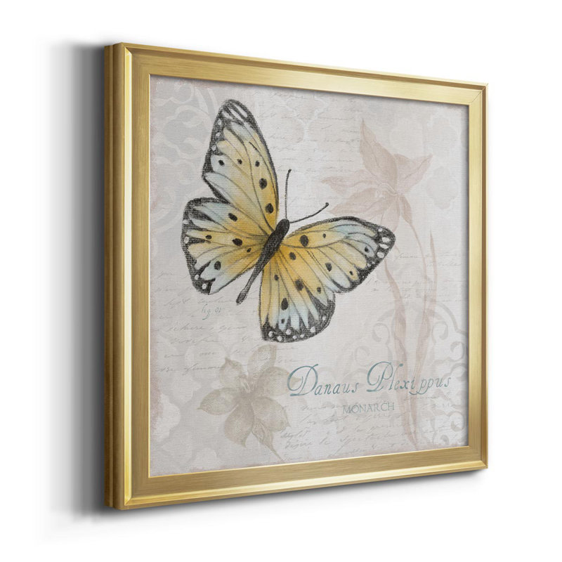 Carte postale papillon I - reproduction d'art sur toile, H 30,5 po x l 30,5 po x P 1,5 po, Or
