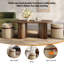 Ensemble de tables basses ovales en bois U-Can avec 2 repose-pieds assortis, table basse ovale avec tabourets en tissu et table basse en bois courbé pour petit salon