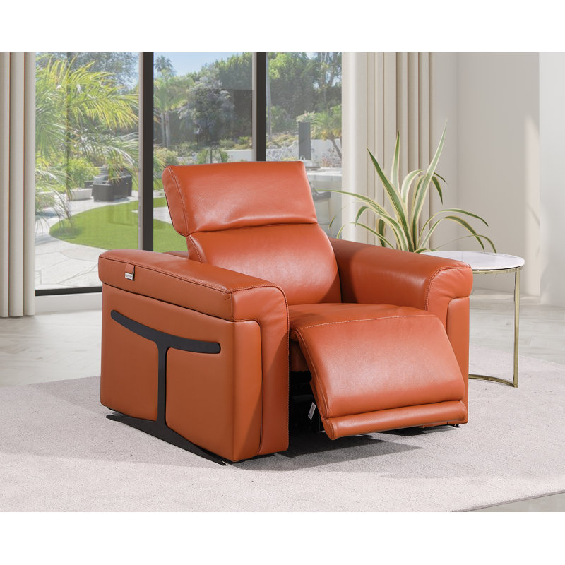 Fauteuil inclinable électrique Don cuir, Cognac