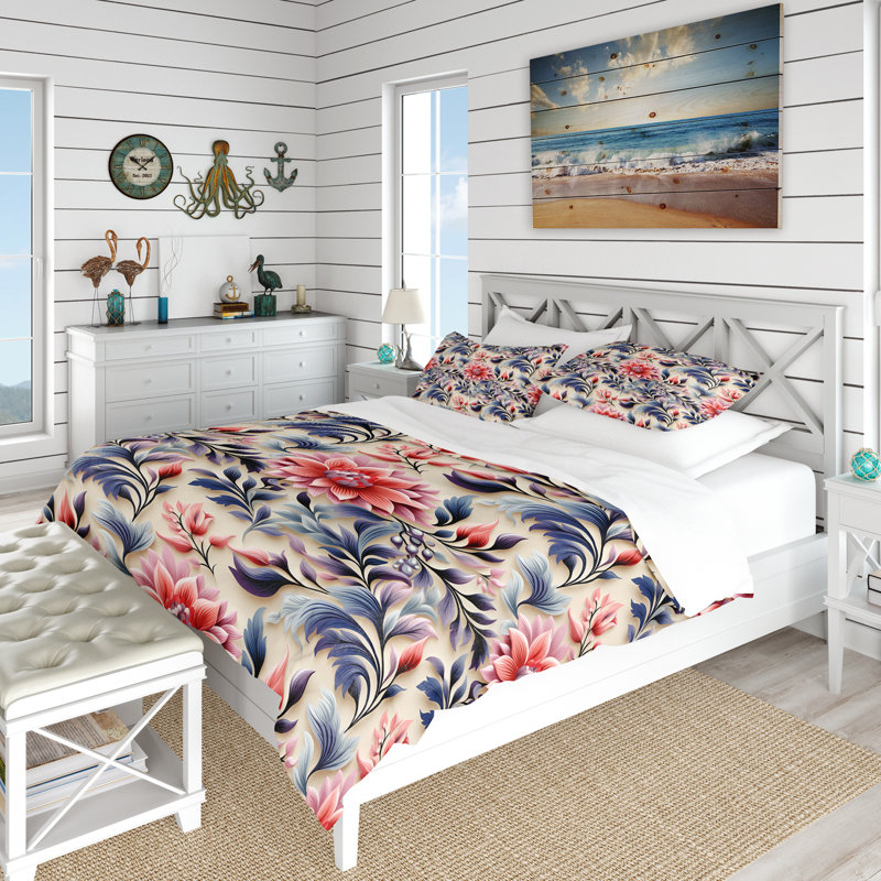 Ensemble de housse de couette Ethno Damask, Housse de couette pour grand lit et 2 taies décor