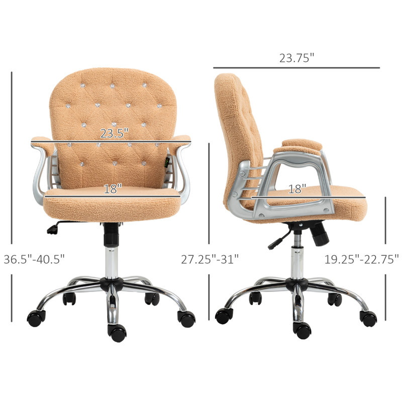 Chaise de bureau réglable avec accoudoirs, confort moelleux et éclat glamour pour le bureau à domicile, Kaki