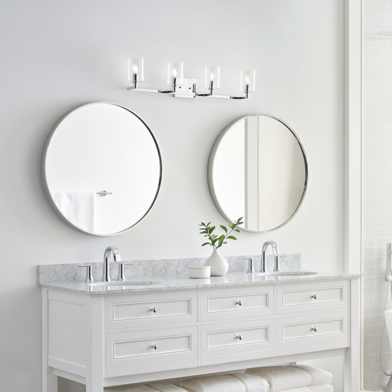 Chrome 4-Light Dimmable Vanity Fixture with Clear Glass Shades