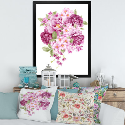 Fleurs roses rétro - peinture sur toile