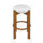 Ensemble de 4 tabourets d'intérieur revêtus de bois, finition noyer et revêtement ivoire-1790486667