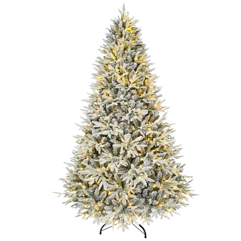 Sapin de Noël enneigé blanc pré-éclairé, 9' H