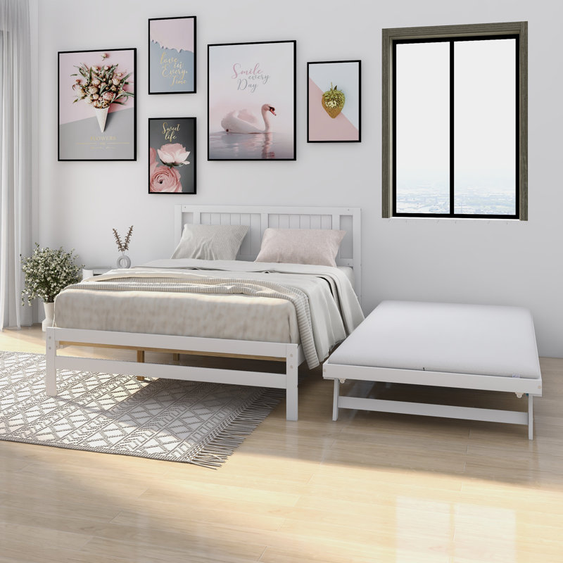 Solid Wood Platform Bed, White
