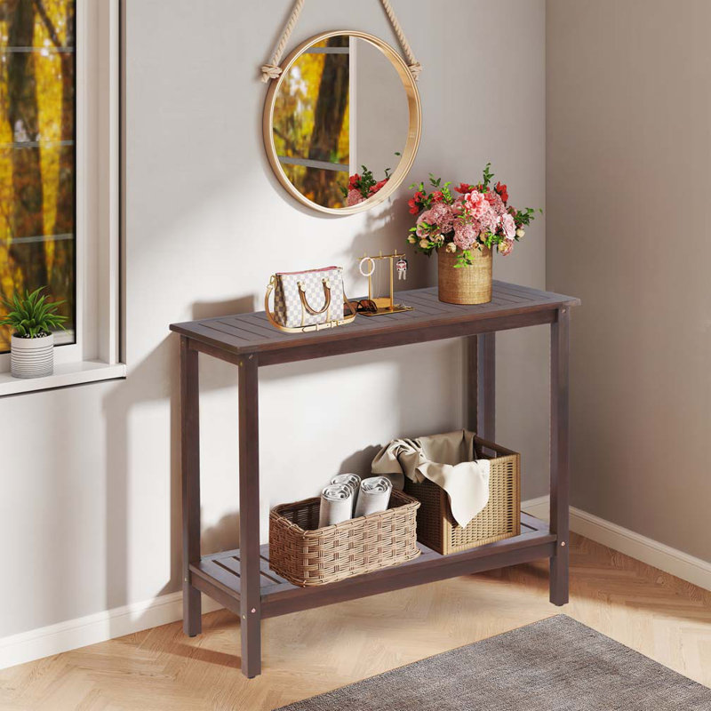 Patio Console  Table with Rectangular Top,Open Shelf