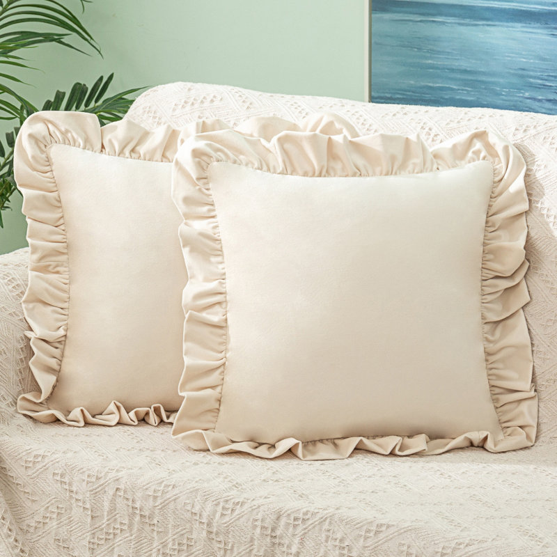 Velvet Reversible Pillow Cover, Cream
