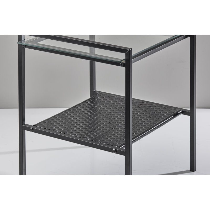 Table de bout avec rangement en verre Gaeton