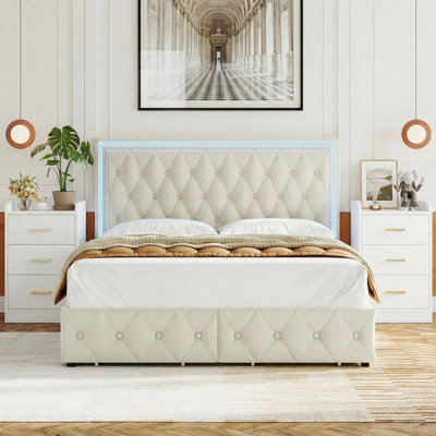 Whimsical Floating Bedroom Set, Usb Charging & 2 Nightstands, 3-piece Bedroom Sets