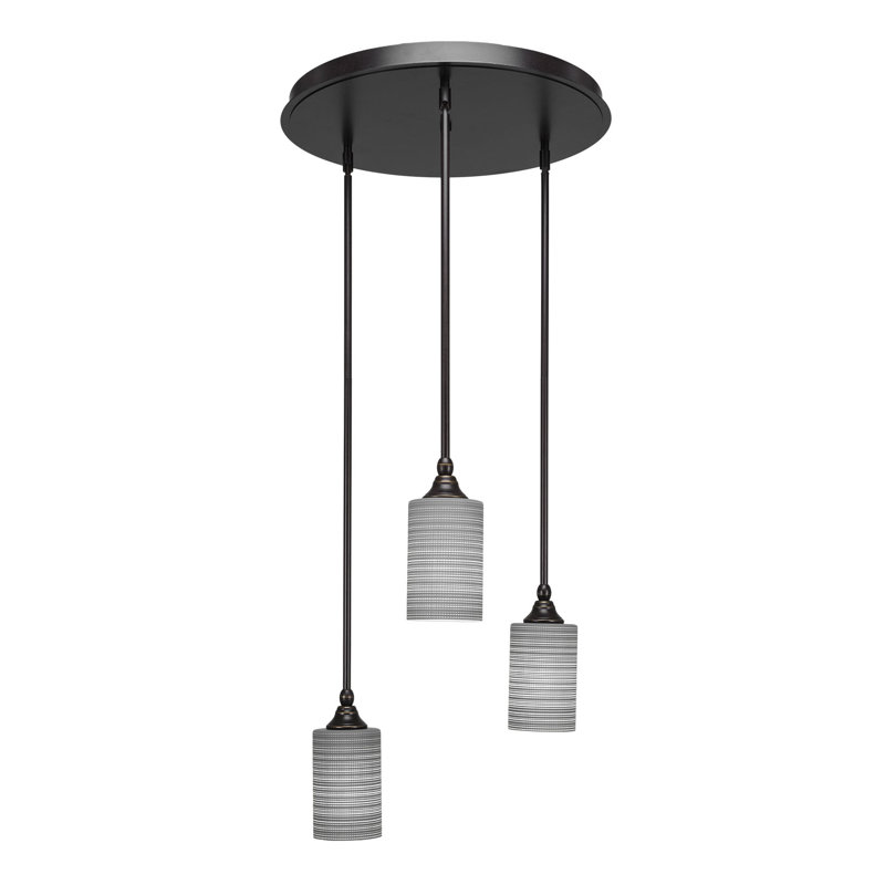 Luminaire suspendu suspendu à 3 lumières Shamar, H 11,25 po x l 18 po x P 18 po, Matrice grise, Nickel brossé