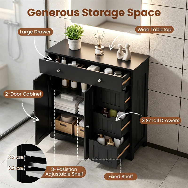 Bathroom Storage, Black