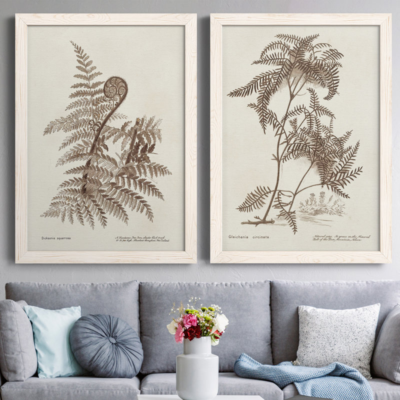 Sépia fougères Variétés I, toile encadrée de qualité supérieure - prête à être accrochée, H 24 po x l 36 po x P 1,5 po