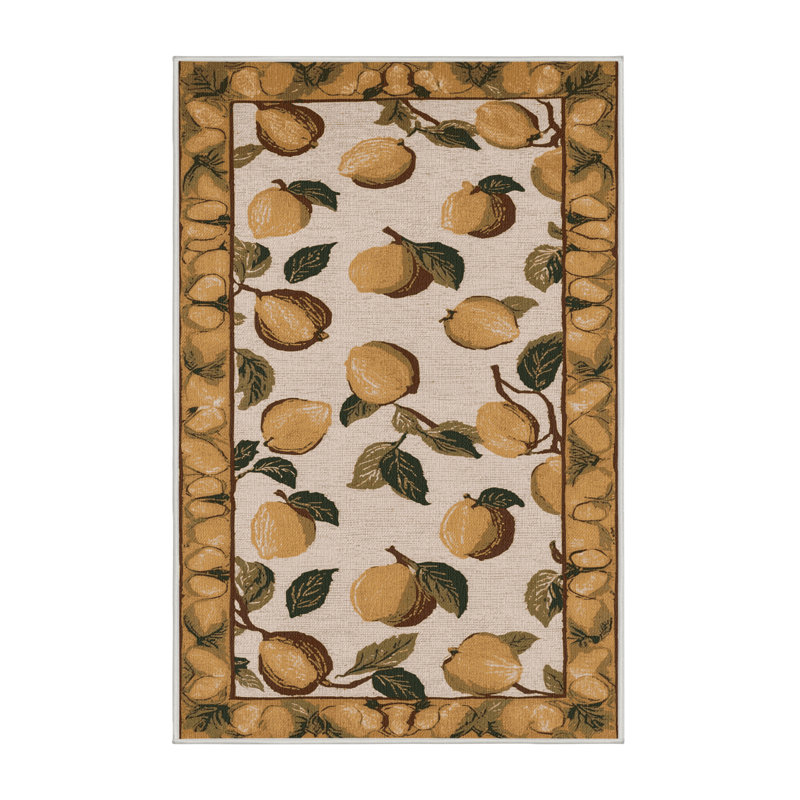 Tapis à six fruits coing lavables Ginza, Rond 3 pi