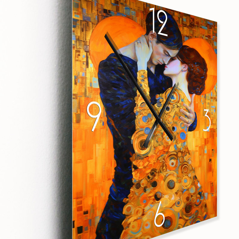 Horloge murale moderne The Lovers Tribute To Klimt, Grand