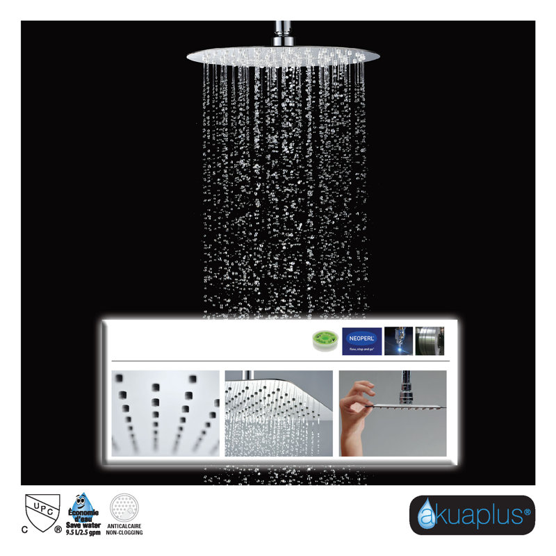 Système de douche complet à pression équilibrée Elite avec valve brute, Noir mat
