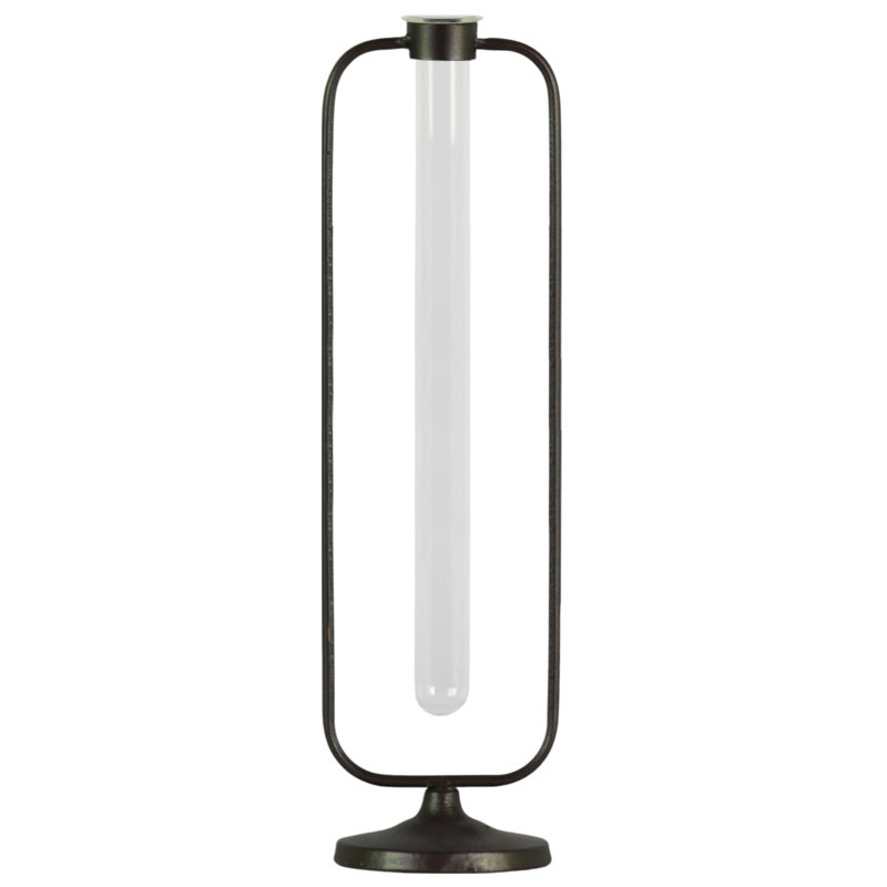 Vase de table en métal noir, H 14,25 po x l 4,25 po x P 3,5 po