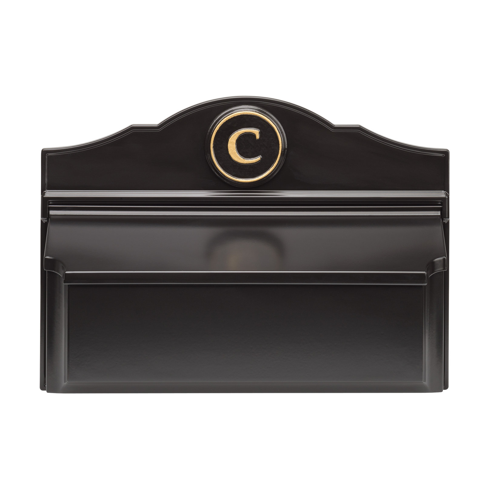 Colonial Wall Mounted Mailbox, Black/Gold, Yes