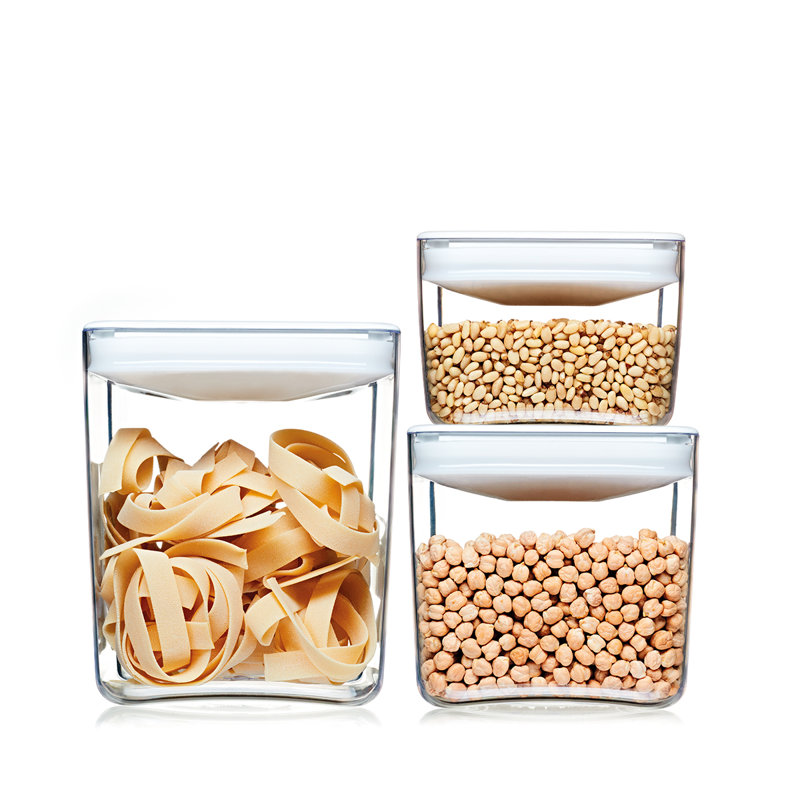 PANTRY CUBE - COUVERCLE BLANC - PETIT ENSEMBLE DE 3 (1 pte, 2 pintes, 3,5 pintes), Blanc / Transparent