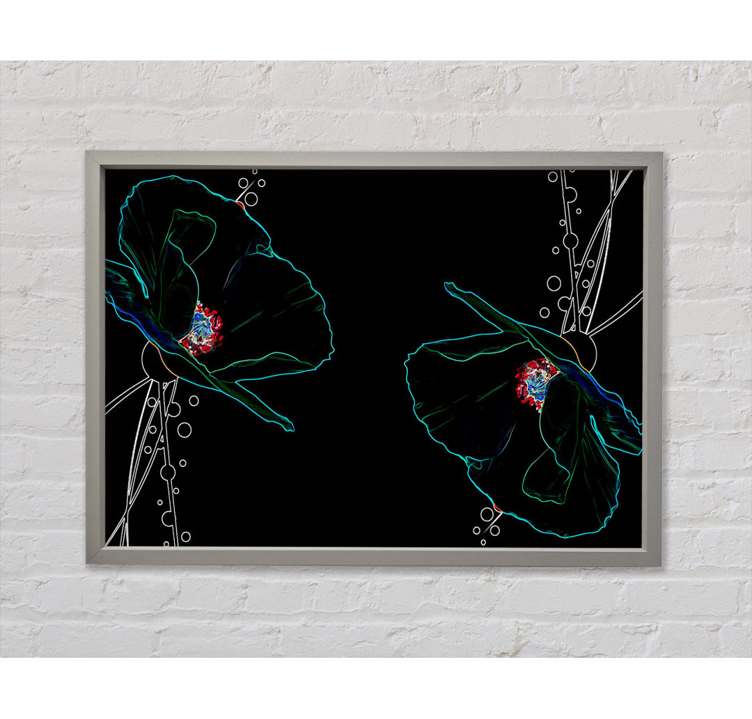 Abstrakte Neon Floral 09 - Einzelner Bilderrahmen Kunstdrucke auf Leinwand