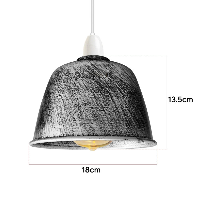 13.5cm H Metal Drum Lamp Shade ( Screw On ), Brushed Silver