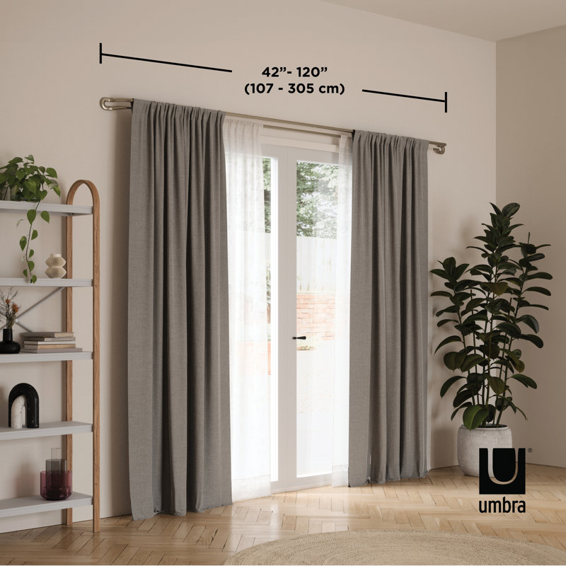 Bronze Adjustable Double Curtain Rod with Finials, 42''-120''
