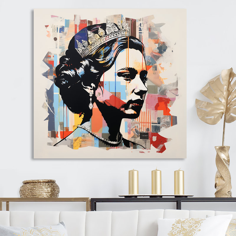 Queen Elizabeth S Magazine Collage I - célébrité, art mural, Toile tendue, H 30 po x l 30 po x P 1,5 po
