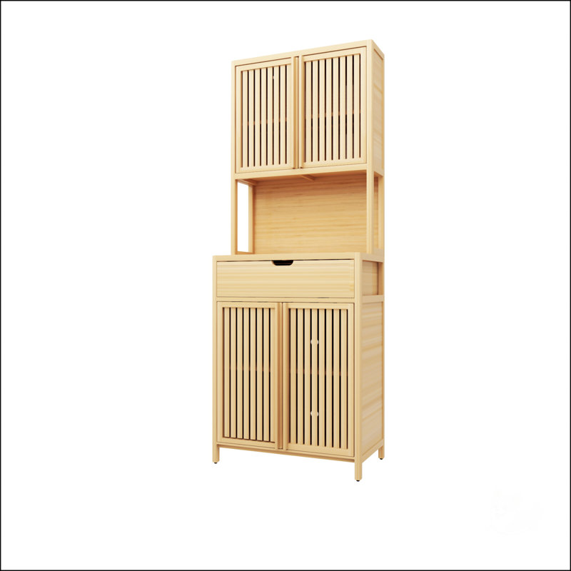 72-Foot-Tall, Double-Door Bamboo High-Capacity Storage Cabinet For Main Living Spaces With Natural Charm And Ample Storage
