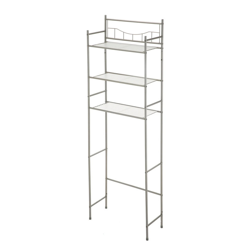 Étagère de rangement à 3 tablettes au-dessus de la toilette, Nickel satiné