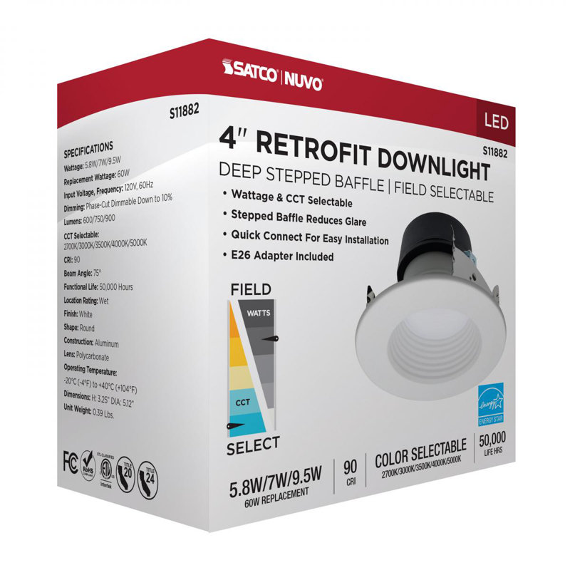 4" Round LED Retrofit Recessed Lighting Kit