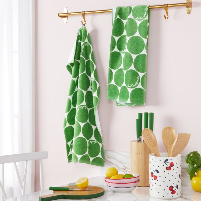 Loop And Dot Kitchen Towel Set, Green