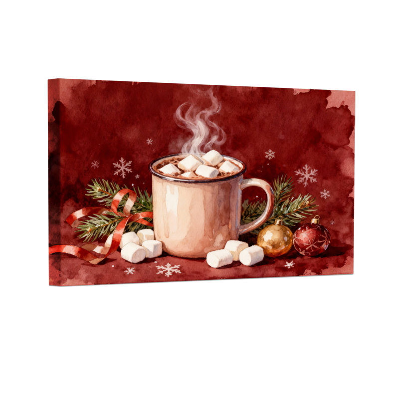 Ensemble de 3 impressions sur toile de Noël chocolat chaud avec guimauves et décorations de Noël, H 16 po x l 24 po