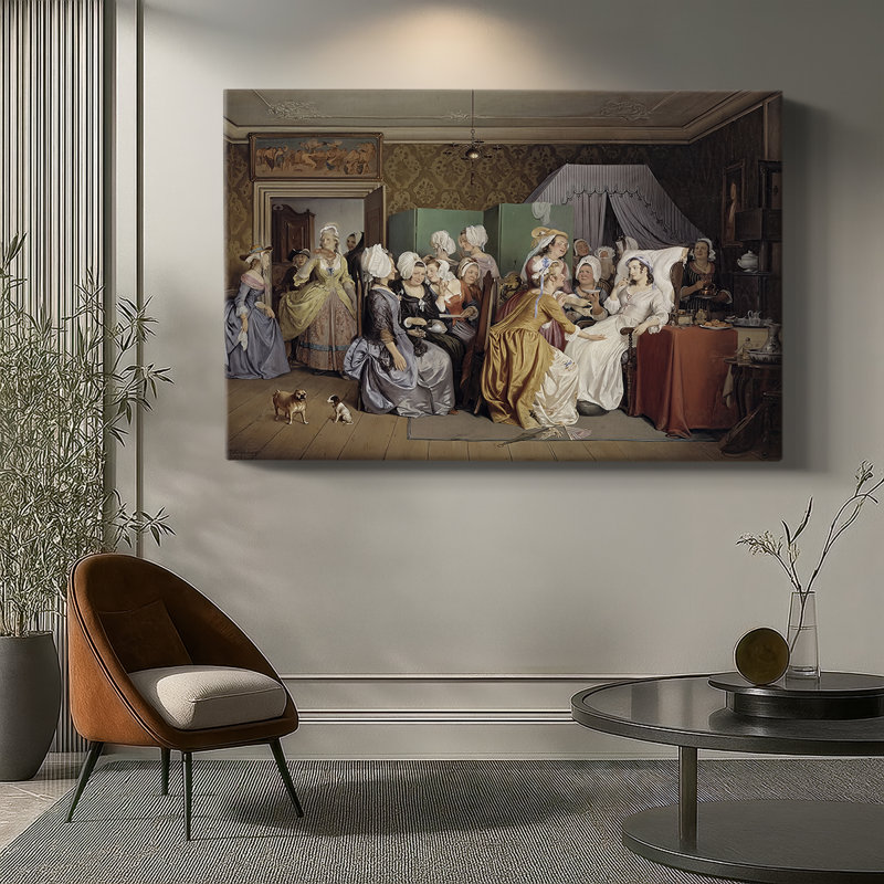 La chambre de la maternité (scène de «Barselstuen» de Holberg) - Wilhelm Marstrand - toile tendue avec châssis - 1845