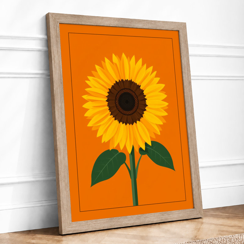 Sunflower Bloom Botanical - Print, Oak, A4 - 29.7 x 21.0 cm