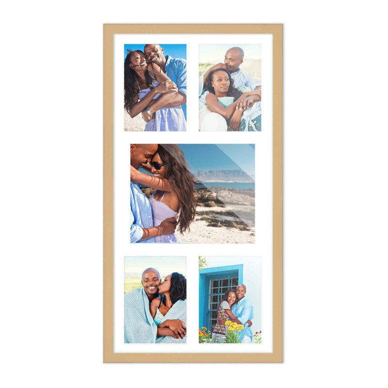 Wood Picture Frame with Mat, Natural/White