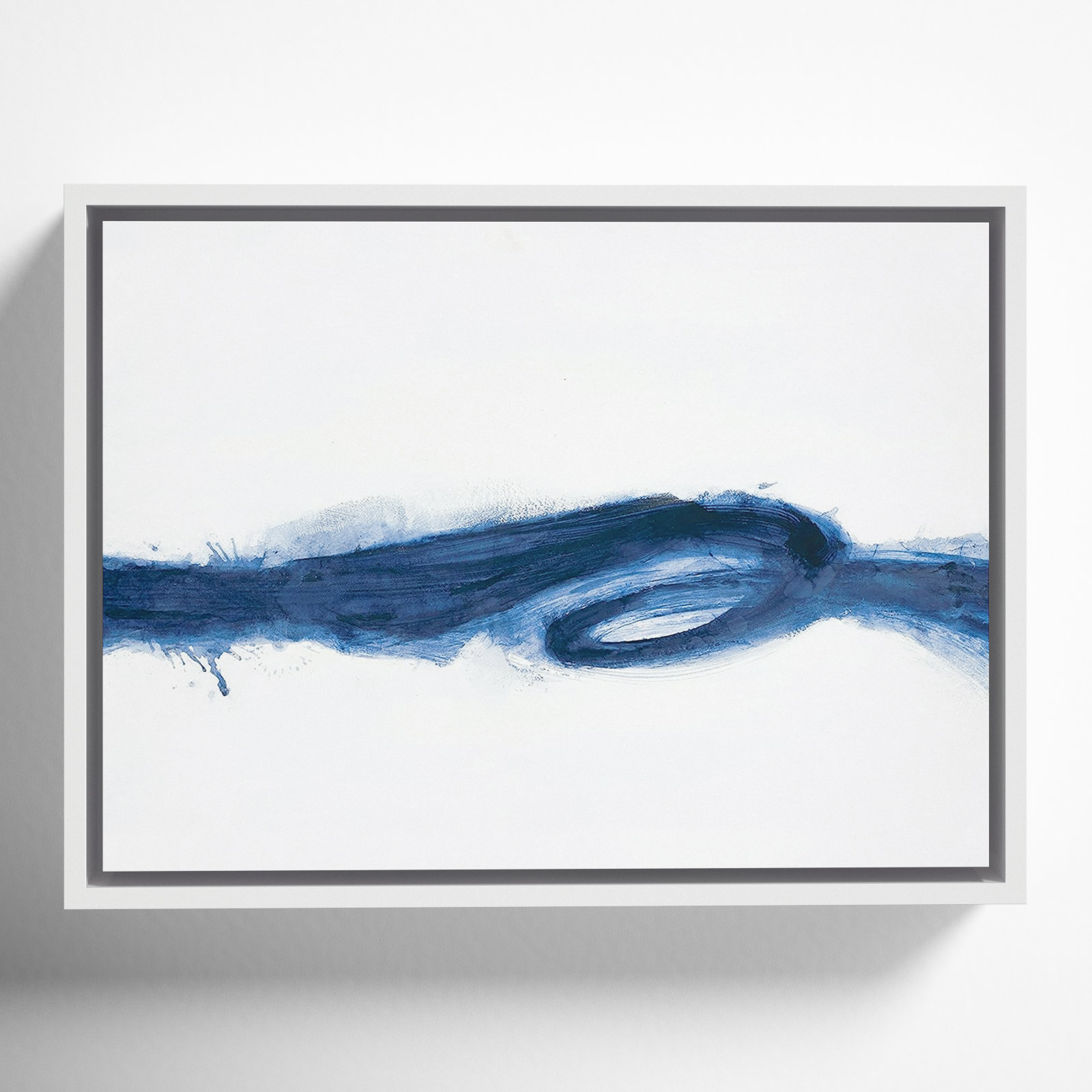 Britt "Liquid Flow" Painting, White Framed, 12" H x 16" W x 2" D