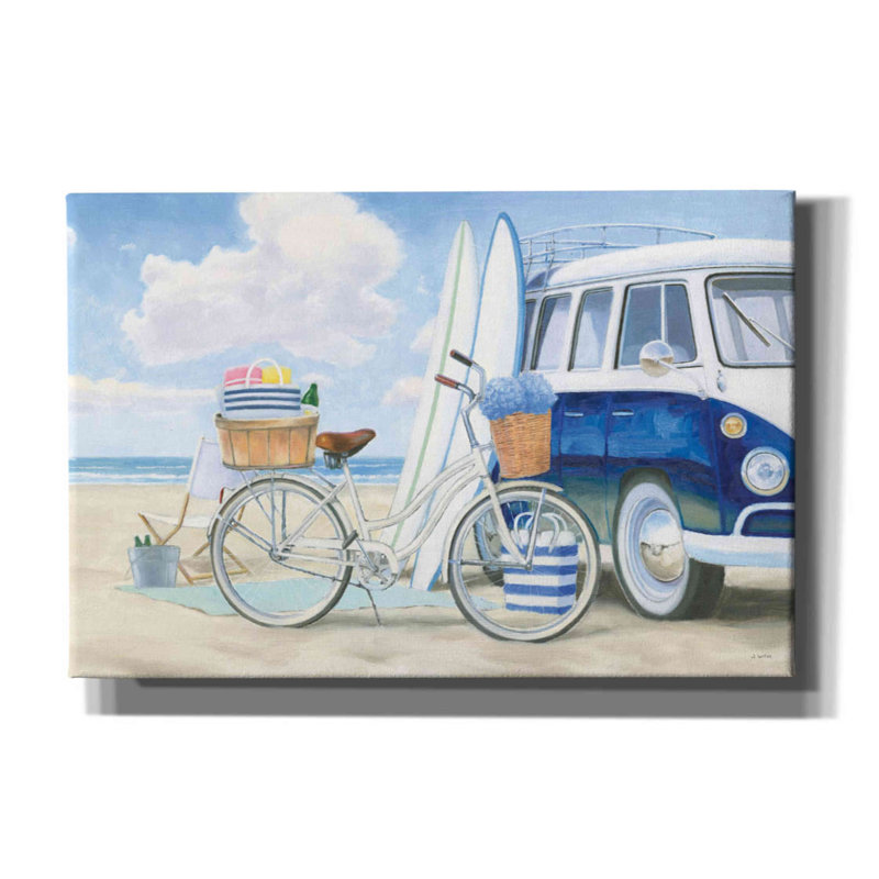 «Beach Bunny» par Lucia Heffernan - peinture sur toile tendue, H 12 po x l 18 po x P 0,75 po