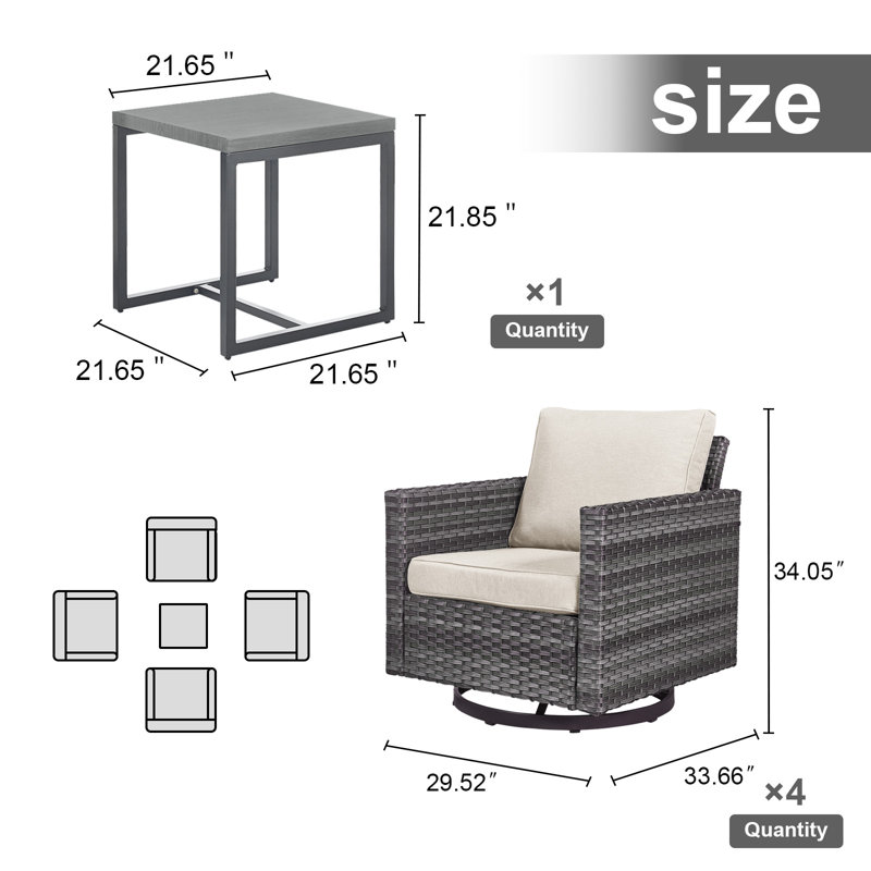 Chaise de patio avec coussins Nazime Ekon, Beige