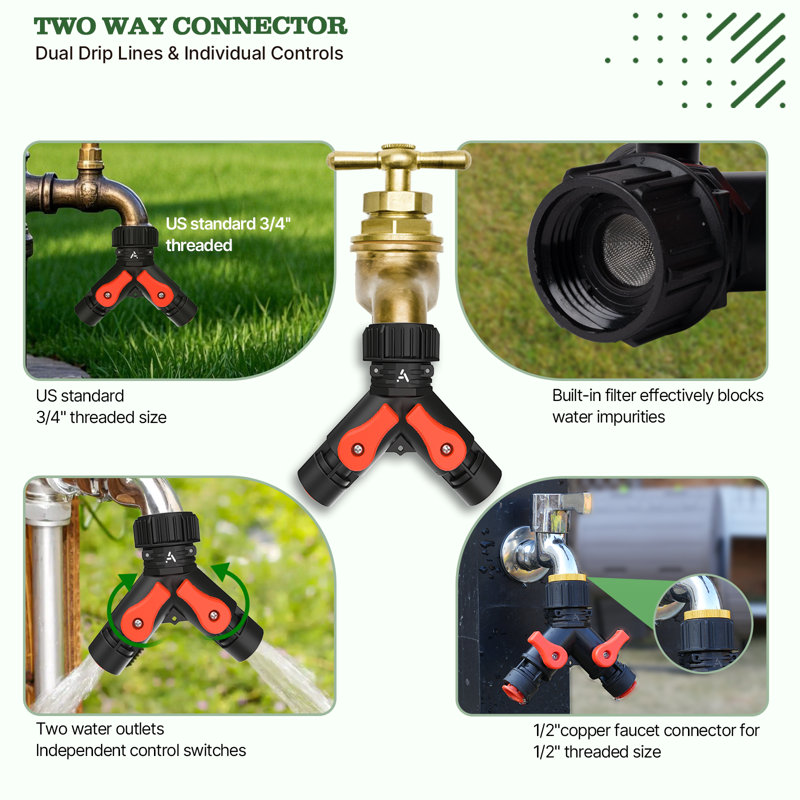 230Ft Drip Irrigation System Kit, Complete Garden Watering System With 1/2” & 1/4” Quick-Connect Tubing, 32 Adjustable Emitters For Raised Beds, Lawn, Greenhouse, Potted Plants