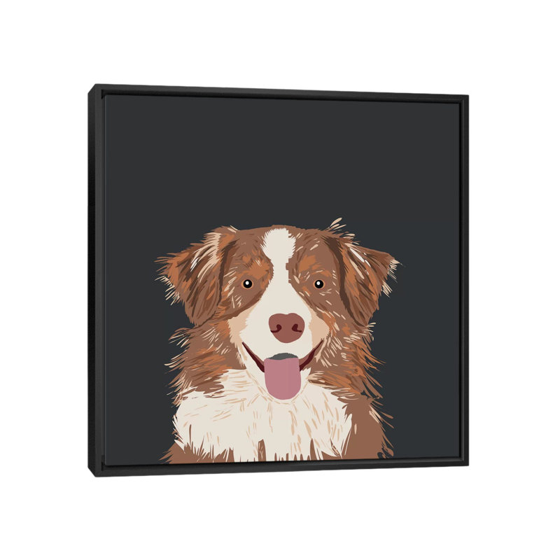 Berger australien I, impression sur toile tendue, H 18 po x l 18 po x P 1,5 po, Toile avec cadre noir, Pas de tapis