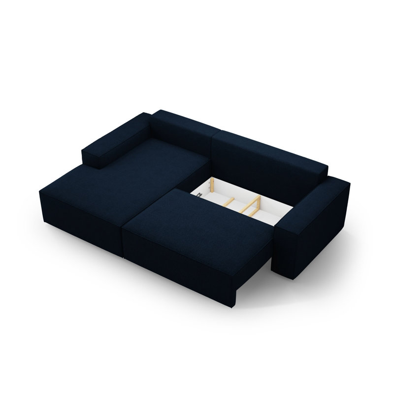 Alisbha 3 Seater Boucle Sofa Bed, Right Hand Facing, Dark Blue