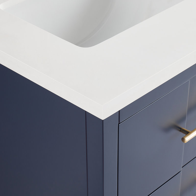 Iconic 24" Freestanding Standard Single Bathroom Vanity with Top, Navy, Gold